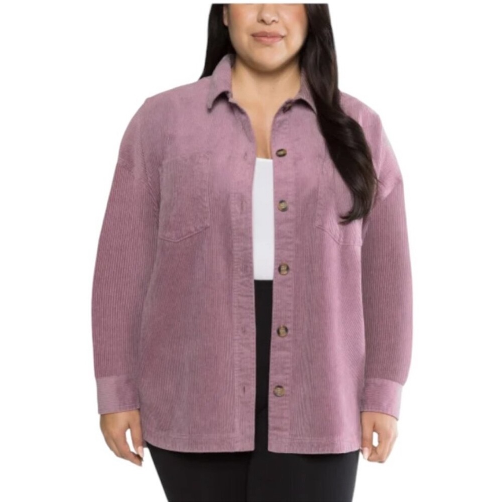 M: Matty M Corduroy Button-Up Shirt Shacket Rose Pink